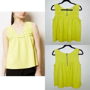 Anthropology Deletta Bright Yellow Tank Top V Neck Boxy Women's Large